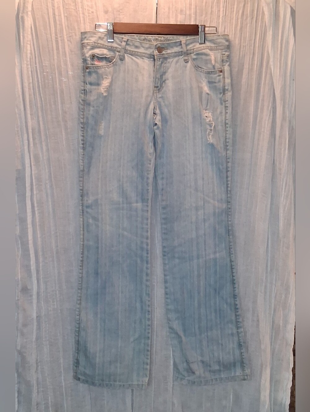 U.S. Polo Assn. Light Blue Wide-Leg Distressed Jeans